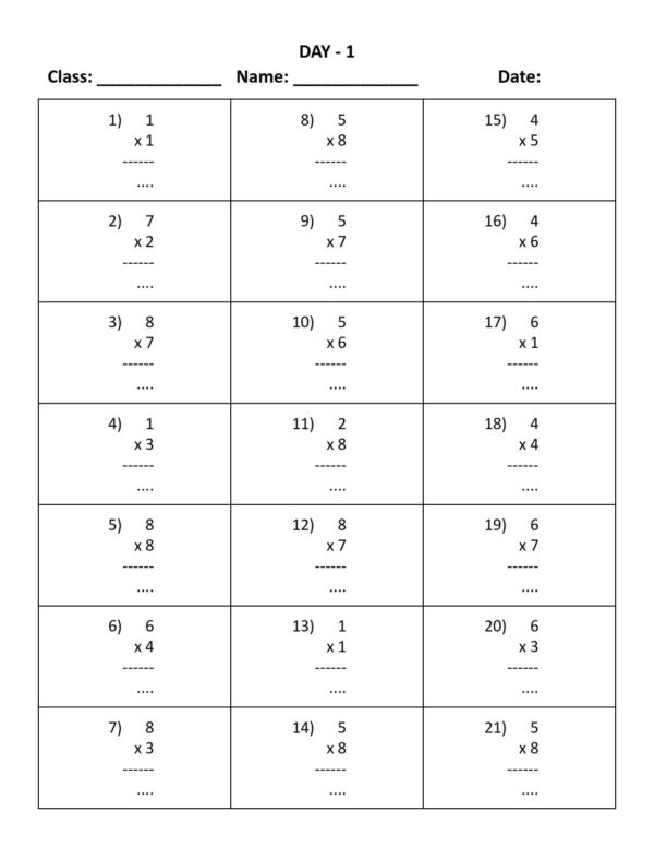 Multiplication Grade 1