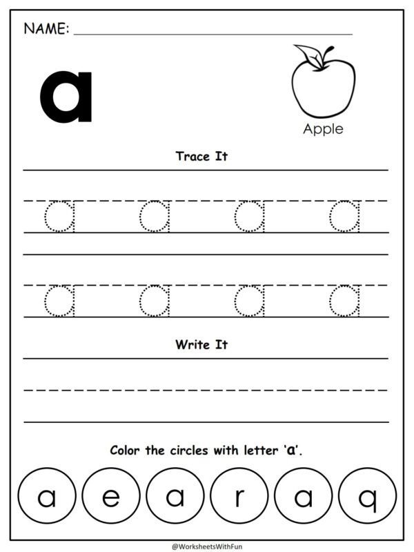 Alphabet pencil control Worksheet