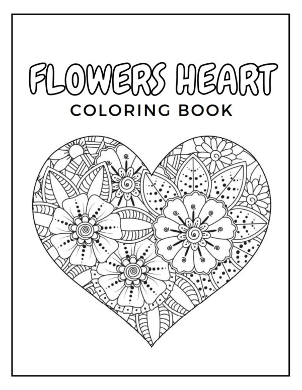 Flowers Heart Coloring Book 001 1