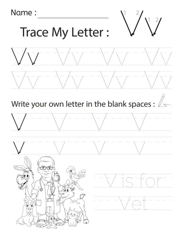 Trace My Letter V 001 1