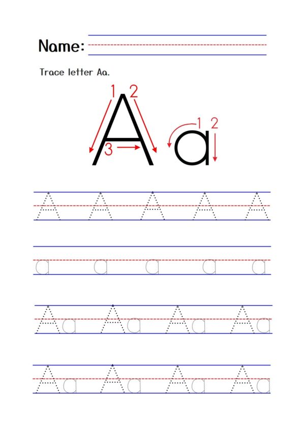 White Tracing Letter A Worksheet 001 1